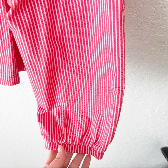 J. Crew Top Women's XL Red Square Neck Knit Seersucker Preppy Coastal AW133 - Picture 5 of 8